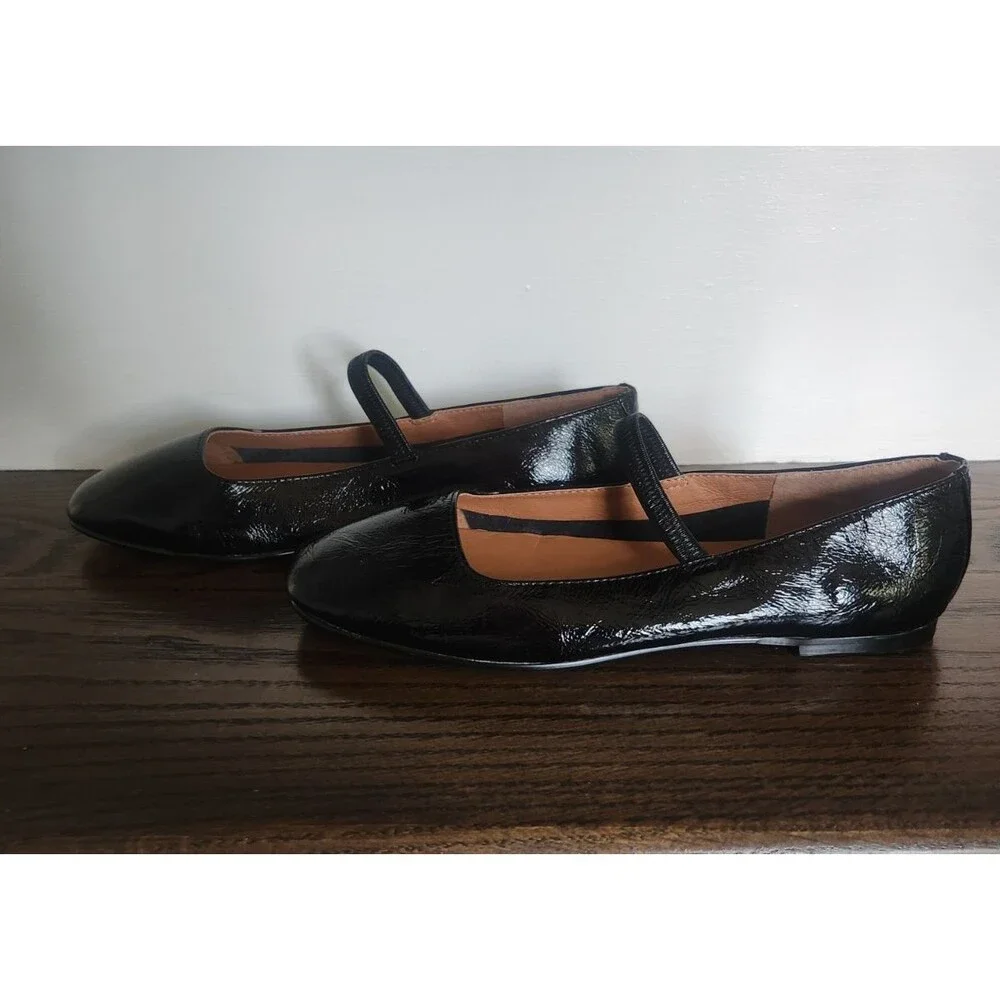 NEW Madewell The Greta Mary Jane Flats Patent Leather Shoes Ballet Black Size 7